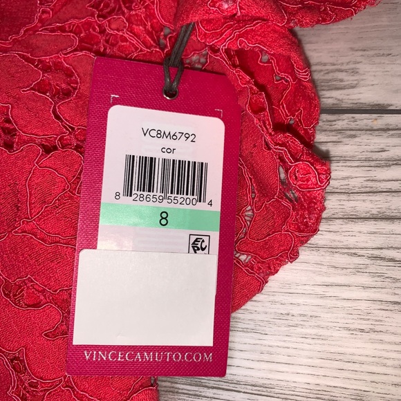 Vince Camuto Coral Lace Overlay Dress 8 NWT - Picture 3 of 5